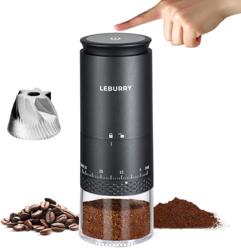 Leburry Portable Coffee Grinder - Rechargeable Burr Mill