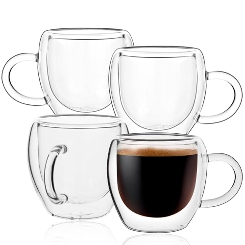 Wells Double Wall Glass Espresso Cups Set of 4 - 2.5oz