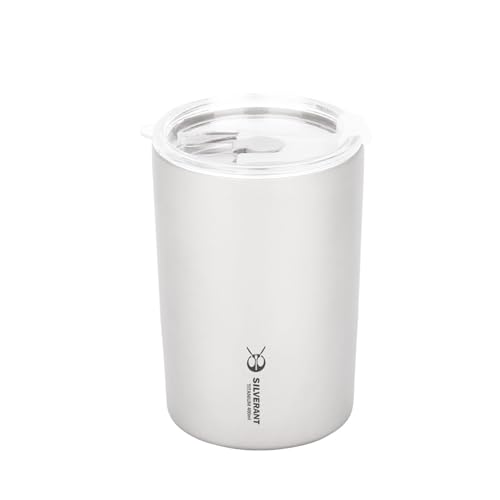 SILVERANT Titanium Coffee Cup 400ml with Straw
