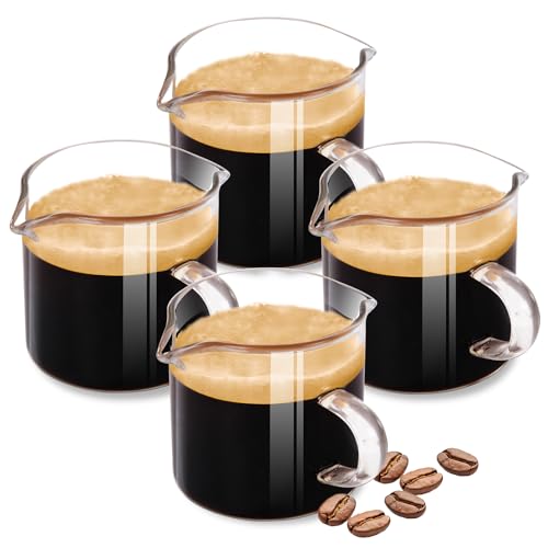 HCengTriz Glass Espresso Cups 4oz Double Spout 4-Pack