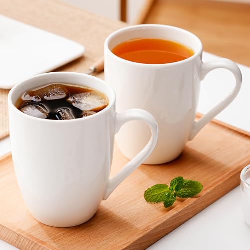 PARACITY Ceramic Coffee Mugs Set of 2 - 12 oz White