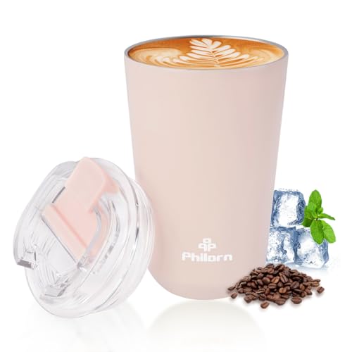 PHILORN Pink Insulated Coffee Tumbler 12 oz