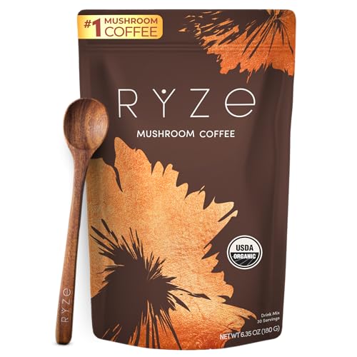 RYZE Mushroom Coffee - 6 Adaptogenic Mushrooms, 30 Servings