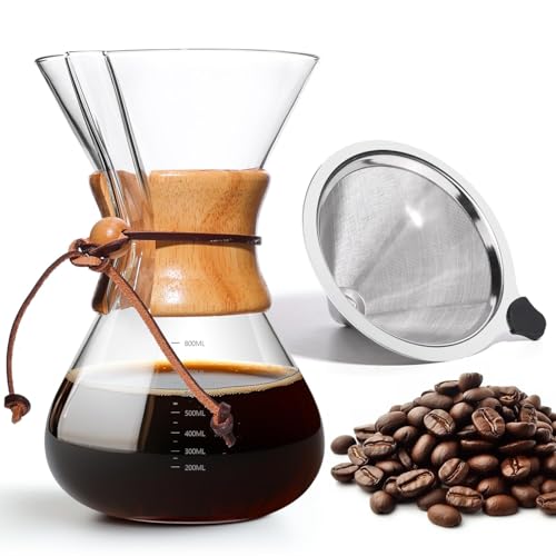 Yopinmall Pour Over Coffee Maker 27oz Glass Carafe