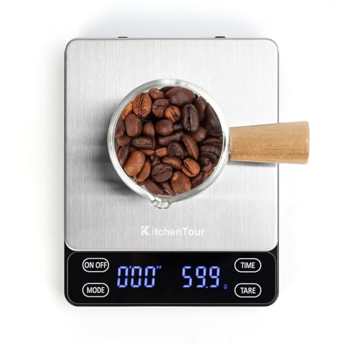 KitchenTour Coffee Scale with Timer - 3kg/0.1g Precision