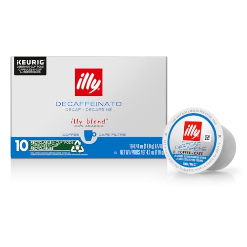 Illy Classico Decaf K-Cups, Medium Roast Coffee Pods for Keurig, 10 Count