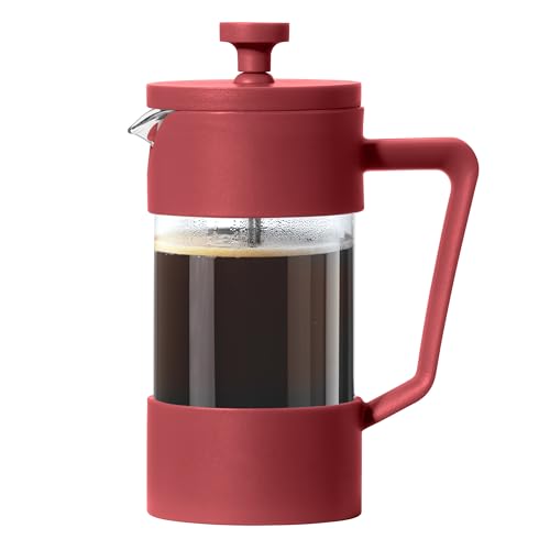 Oggi 12oz French Press - Borosilicate Glass, Red
