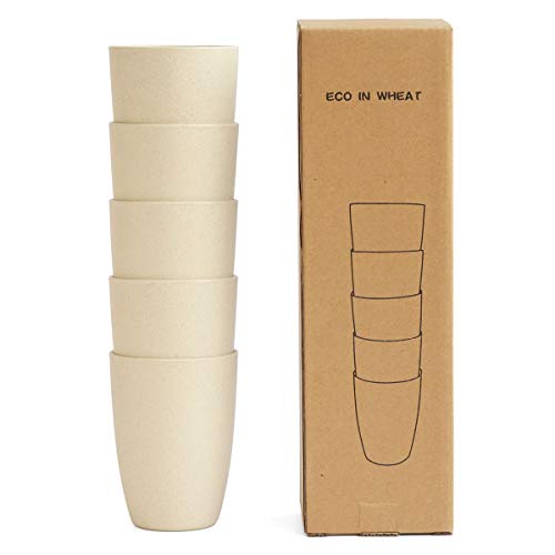 NAWOVAO 12oz Wheat Straw Reusable Cups Set