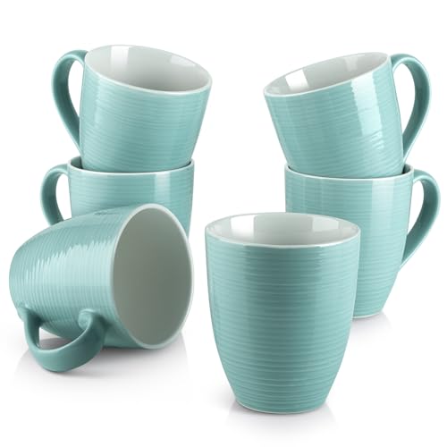 DOWAN Ceramic Coffee Mugs Set of 6 - 17oz Turquoise