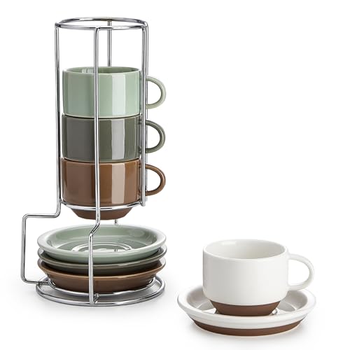 Sweese 4-Piece Espresso Cup Set with Stand - 2.5oz