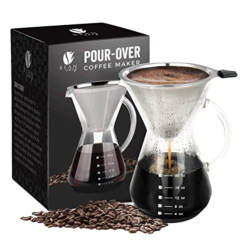Bean Envy Pour Over Coffee Maker - 5 Cup Glass Carafe