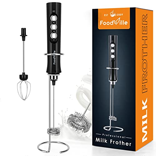 FoodVille Electric Milk Frother - Handheld Rechargeable