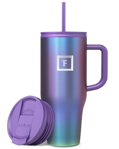 IRON FLASK 32oz Travel Mug w/ Straw & Flip Lids Aurora
