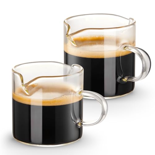 Qipecedm Double Spout Glass Espresso Cups Set of 2
