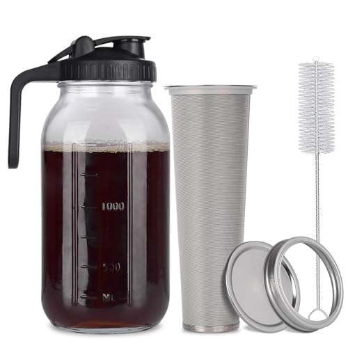 64oz Glass Cold Brew Coffee Maker with Steel Filter