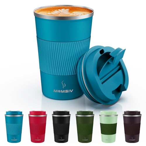 MOMSIV 12oz Insulated Travel Coffee Mug - Leak Proof