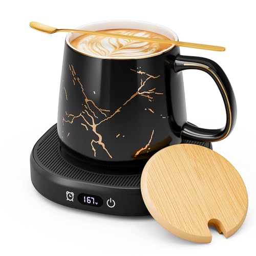 LOUTYTUO Mug Warmer with Marble Ceramic Mug Set