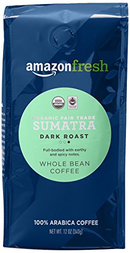 Amazon Fresh Organic Sumatra Dark Roast Whole Bean Coffee