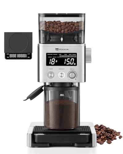 MOKKOM Bluetooth Burr Coffee Grinder with Scale