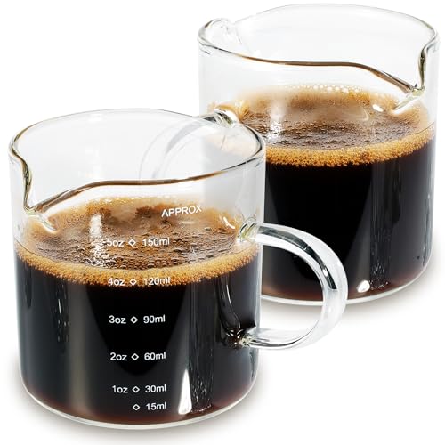 QUMMFA 5oz Double-Spout Espresso Cups Set of 2