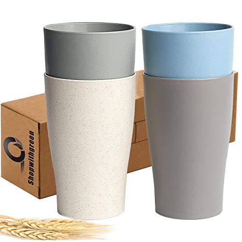 Shopwithgreen 4-Pack Wheat Straw Tumblers 14oz