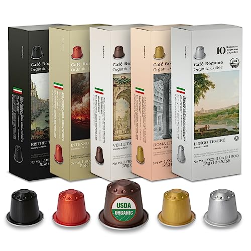 Café Romano Organic Nespresso Pods 100-Pack Variety