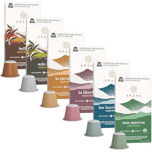 Organic Arabica Coffee Pods for Nespresso OriginalLine - Medium & Dark Roast Variety Pack, 60 Count