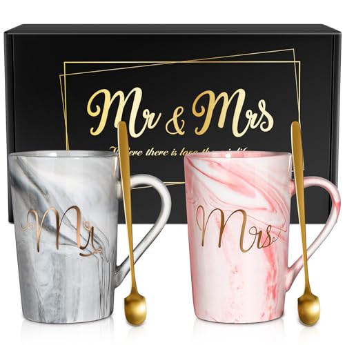 Linkax Mr & Mrs Coffee Mug Set for Couples