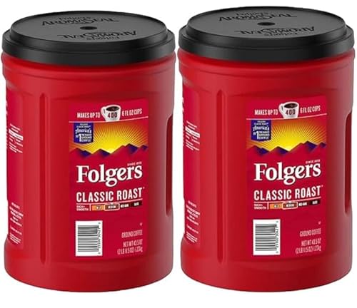 Folgers Classic Roast Ground Coffee Medium 43.5oz 2-Pack