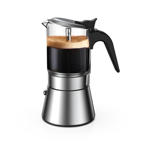 SIXAQUAE Glass Moka Pot Espresso Maker - 6 Cup