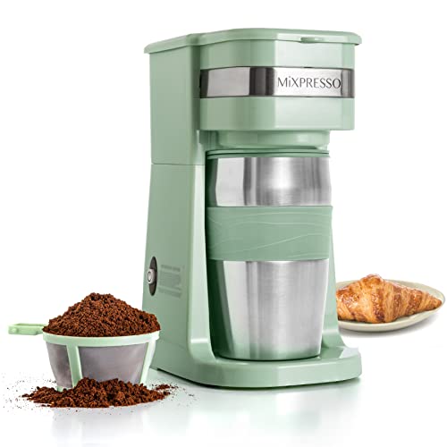 Mixpresso Green Single Serve Coffee Maker with Travel Mug