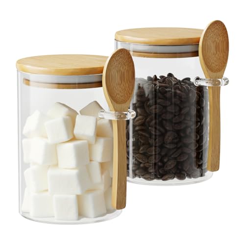 OneDream Glass Storage Jars with Bamboo Lids (2-Pack)