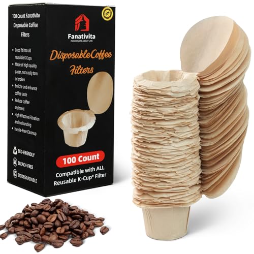 Fanativita K-Cup Filters 100 Count Disposable Unbleached