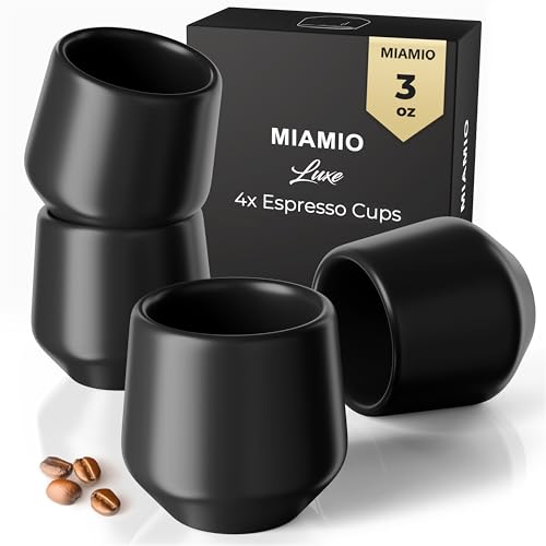 MIAMIO Black Ceramic Espresso Cups Set of 4 (3 oz)