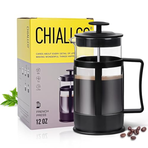 Chiallco Mini French Press Coffee Maker 12oz Black