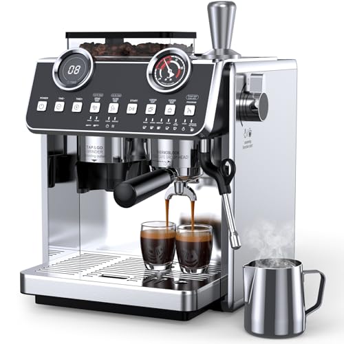 QJA Espresso Machine with Built-in Grinder & Steam Wand