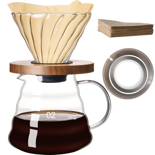 Gegewawa Pour Over Coffee Maker Set 20oz Glass Carafe