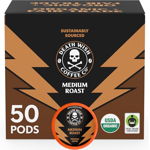 Death Wish Coffee Medium Roast K-Cups - Organic 50ct