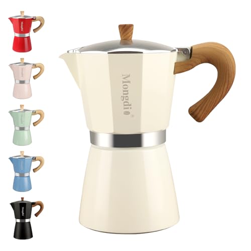 Mongdio Stovetop Moka Pot White 6-Cup 10oz