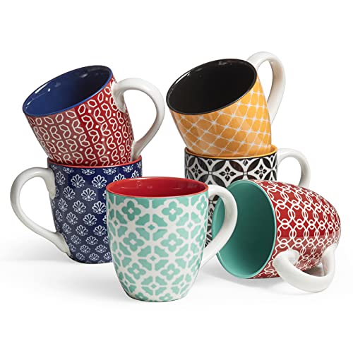 DOWAN 16oz Porcelain Coffee Mugs Set of 6