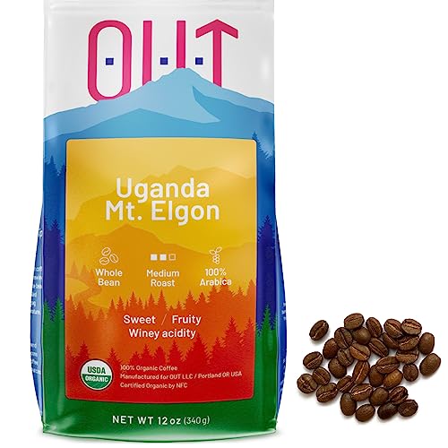 Uganda Organic Whole Bean Coffee - Medium Roast, Direct Trade Arabica - 12 oz