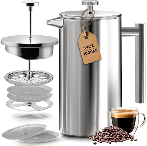 Utopia Kitchen Steel French Press Coffee Maker 34oz
