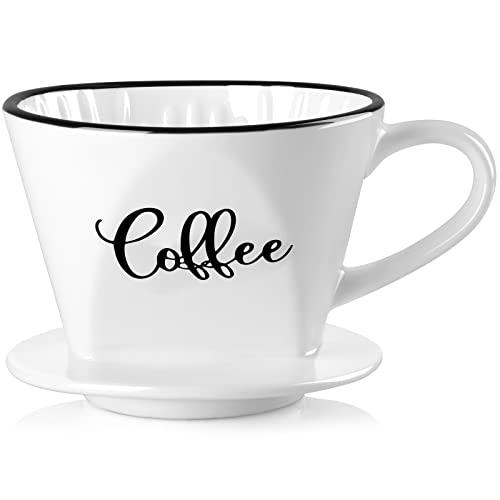 DAYYET Ceramic Pour Over Coffee Dripper - White