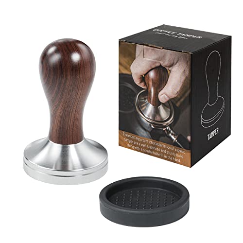 USEAMIE 58mm Coffee Tamper with Mat - Stainless Steel