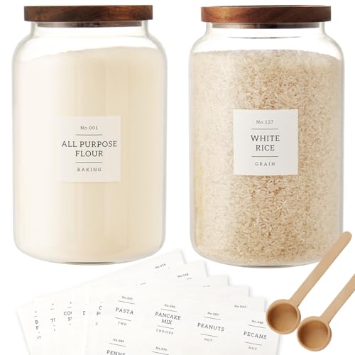 Large Glass Food Storage Jars with Airtight Lids (2-Pack)