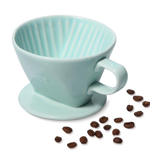 LHUKSGF Ceramic Pour Over Coffee Dripper with 3 Holes
