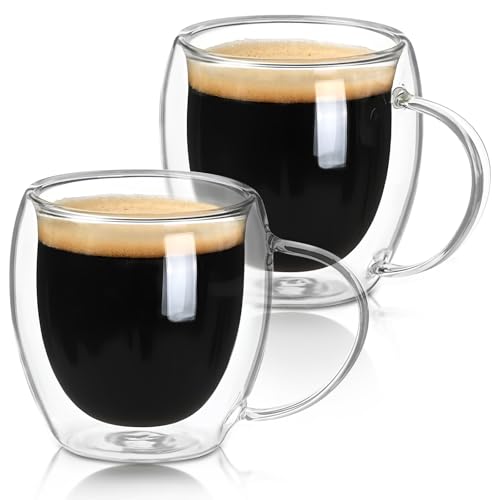 Ocean Ice Double Wall Glass Espresso Cups Set (5oz)
