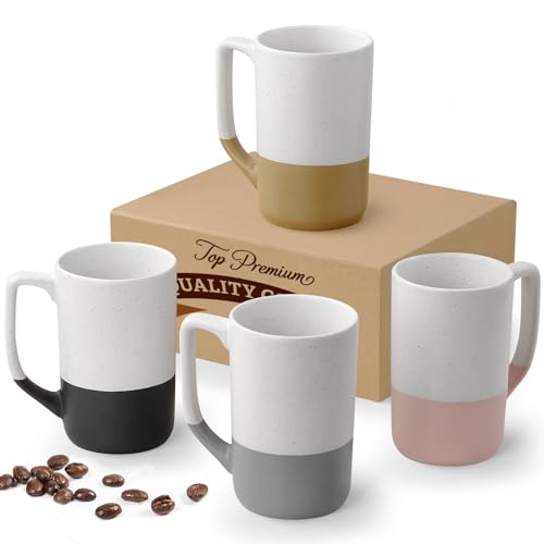 Gencywe Ceramic Coffee Mugs Set of 4 - 16oz