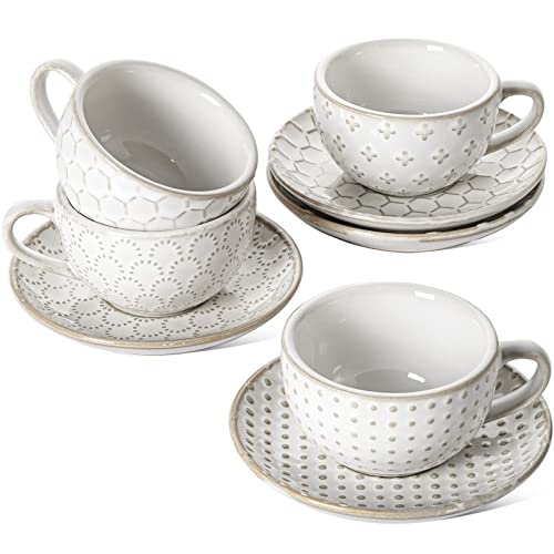 LE TAUCI Ceramic Espresso Cups & Saucers Set of 4