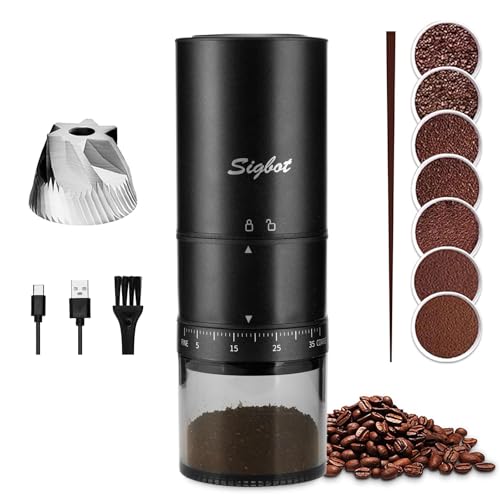 SIGBOT Portable Electric Burr Coffee Grinder